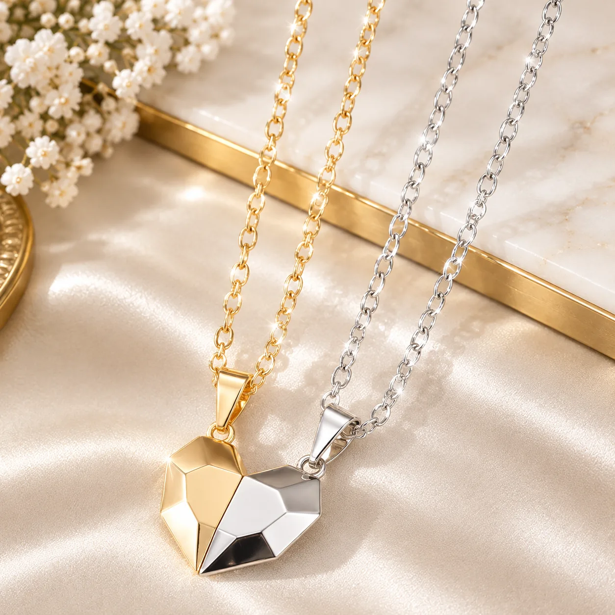 Corazón Magnético Dorado + Plateado
